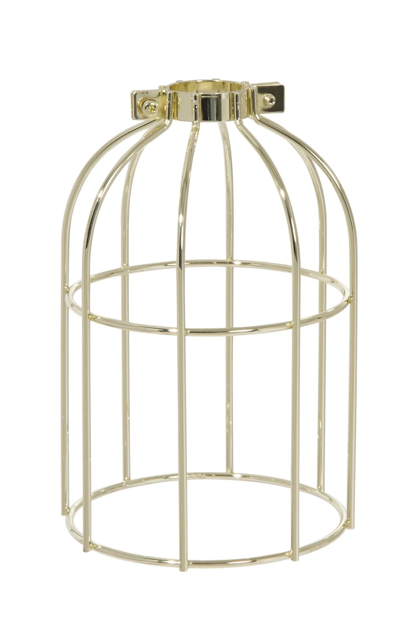 Brass Plated Finish Steel Wire Bulb Cage, Clamp On Socket Type (08375)