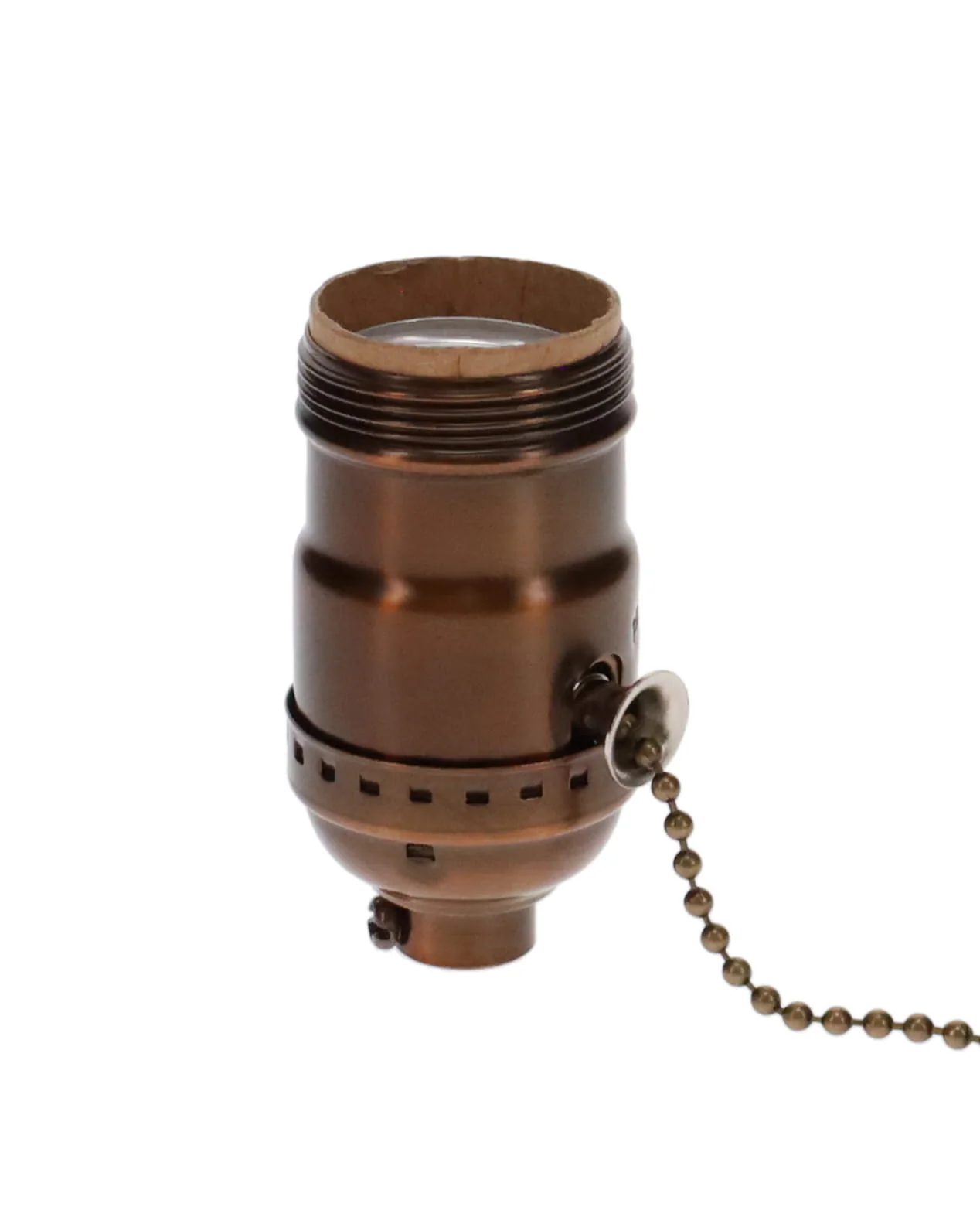 Antique BRONZE Finish Brass Pull Chain Early Electric Style Lamp Socket, Pull Chain, On/Off function, UNO Thread (48285B)