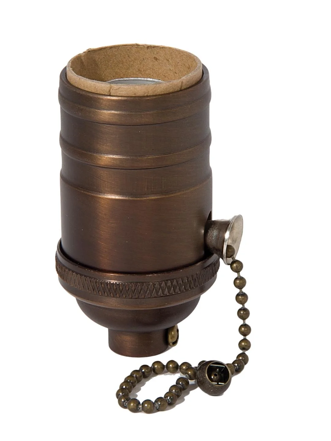 Brass Socket, On/Off Pull Chain, No UNO Threads, Antique Bronze (48254B)