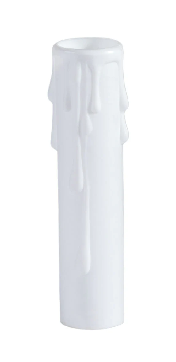 CANDELABRA Base, Satin White Color Plastic Candle Cover with Drips, 4" tall (19801S)