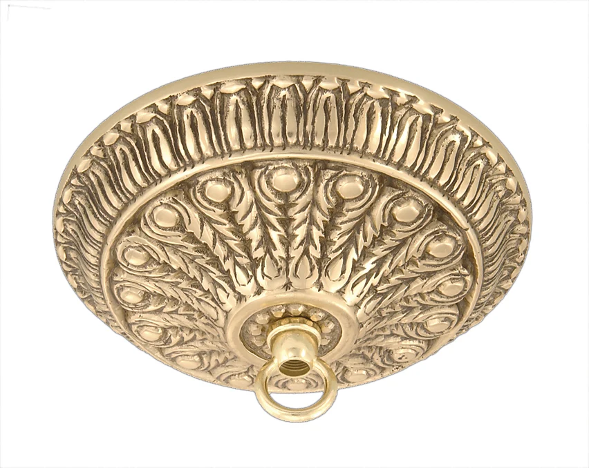Ornamental Cast Brass Canopy with Polished Brass Finish, Mounting Hardware (11804)