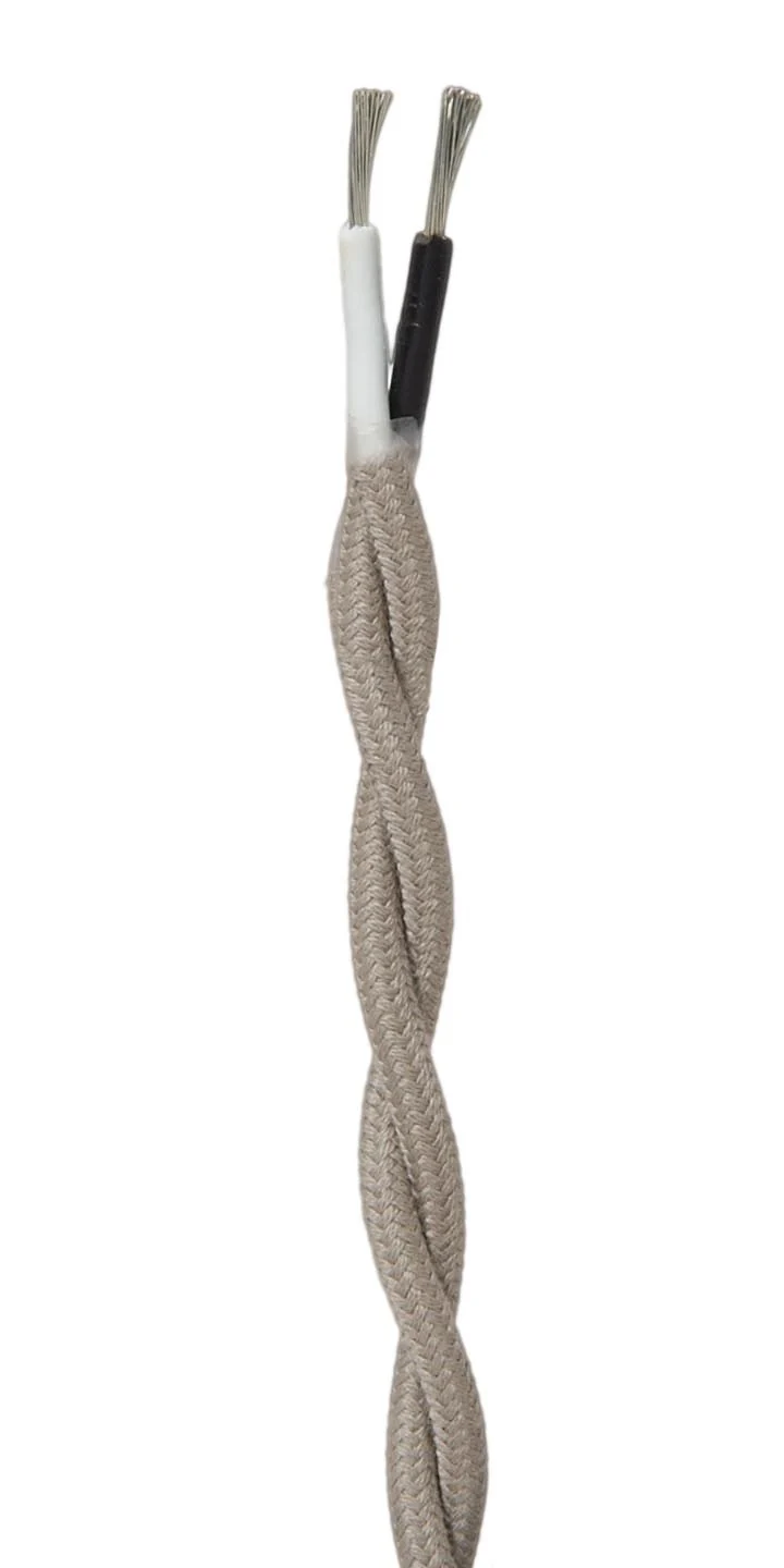 Clay Color 18 Gauge 2-Wire Cotton Covered Twisted Pair Lamp Cord, Choice of Length (46662CL)