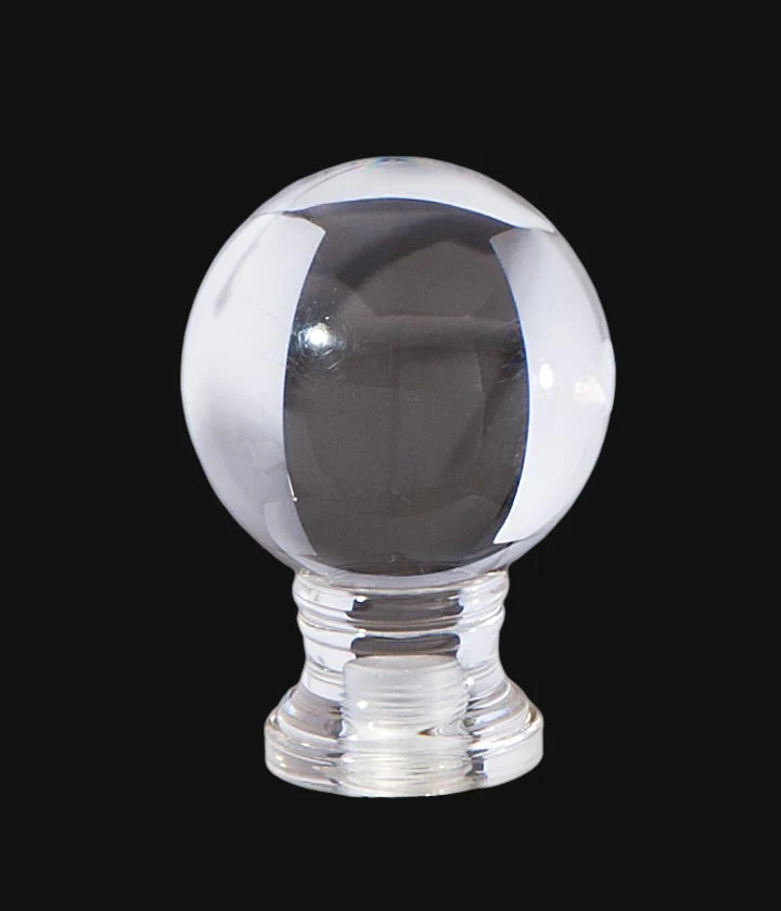 1-3/4" Tall x 1-1/4" Diam Clear Acrylic Ball Lamp Finial 1/4-27F Tap (11390)