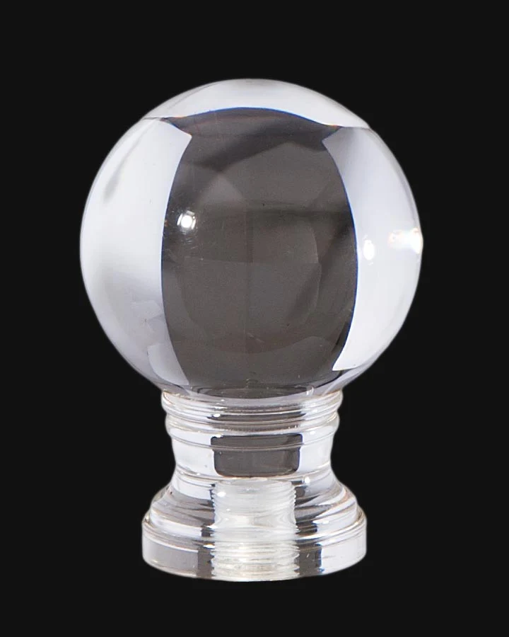 2-1/8" Tall x 1-1/2" Diam Clear Acrylic Ball Lamp Finial 1/4-27F Tap (11391)