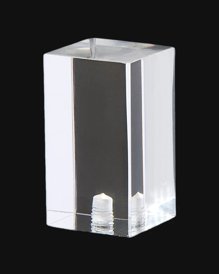 1-3/4" Tall x 1" Square Clear Acrylic Rectangular Cube Lamp Finial 1/4-27F Tap (11384)