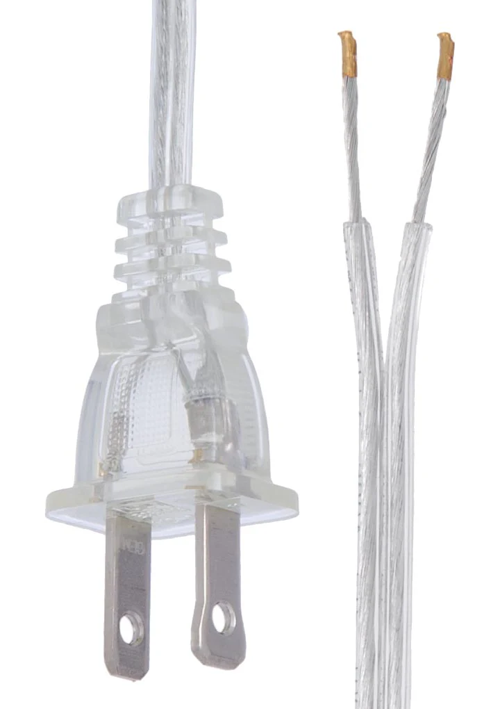 Clear Silver, 18/2 Plastic Covered Lamp Sets, CHOICE OF 4 LENGTHS (46703)