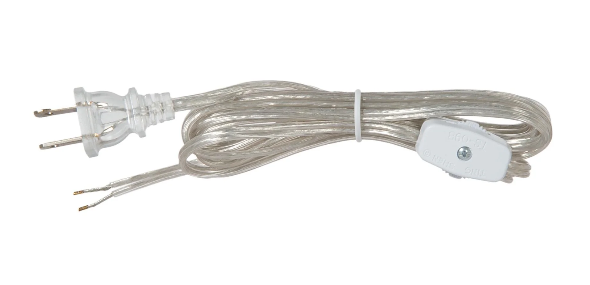 Clear Silver 8 Ft Cord Set w/Rotary On-Off Switch, Choice of SPT (46753)
