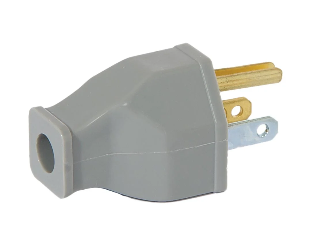 Cooper Brand Industrial Style 2-Pole, 3-Wire Grounded Grey Plug, Fits SVT & SJT Wire (48565G)