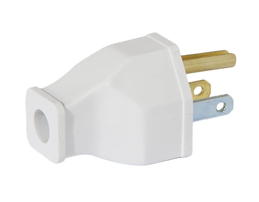 Cooper Brand Industrial Style 2-Pole, 3-Wire Grounded White Plug, Fits SVT & SJT Wire (48565W)