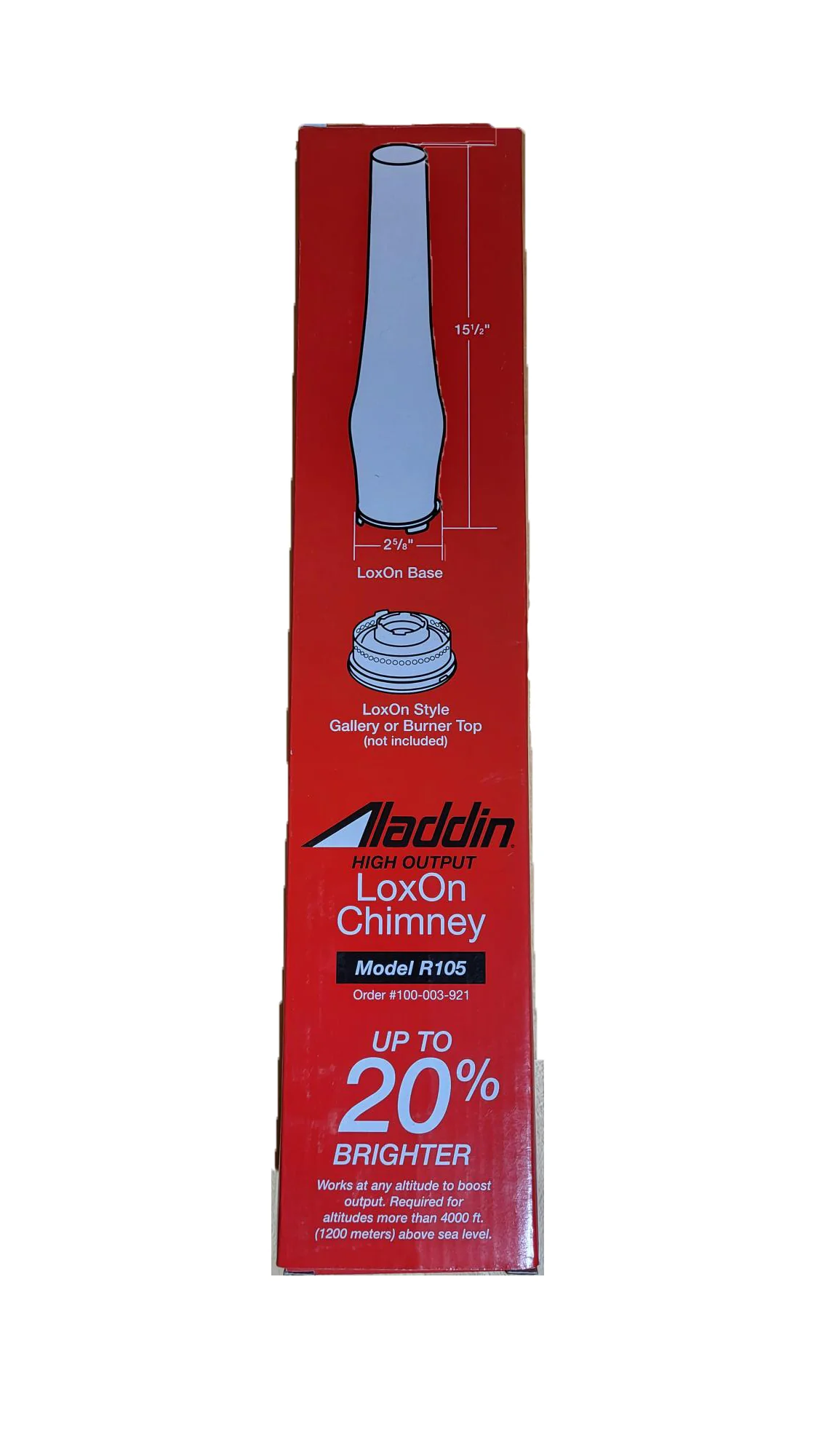Aladdin Brand Lox-On High Altitude Chimney, 2 5/8" Fitter, 15 1/2" Tall (57959) - Image 4