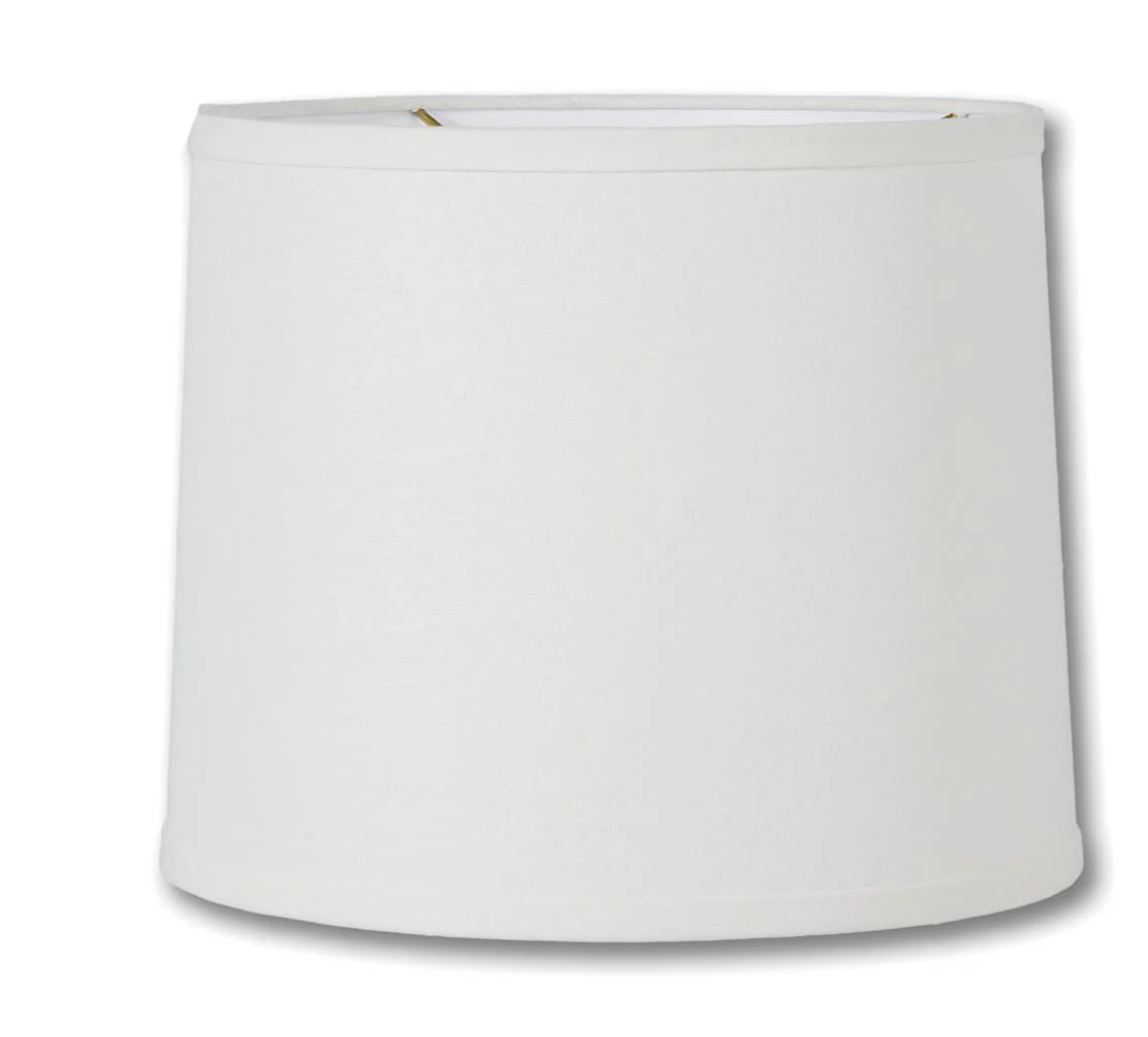 Deep Retro Drum Lamp Shades - Off White Color, 100% Fine Linen Material, White Styrene Lining (07233F)