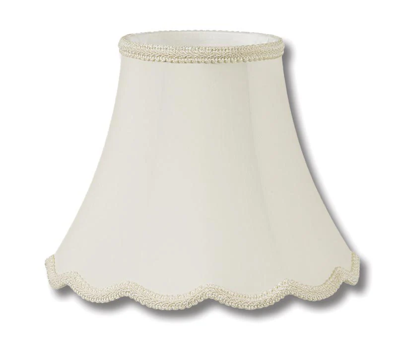 Deluxe Scallop Bell Shade with Gimp Trim, Eggshell (07259)
