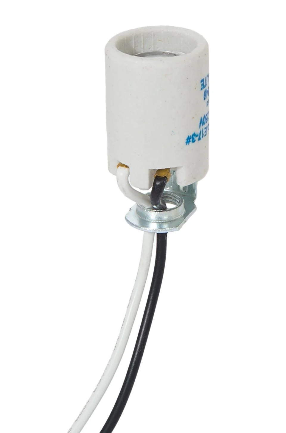 E-17 Base Keyless Unglazed Porcelain Socket with Wire Leads (47772)