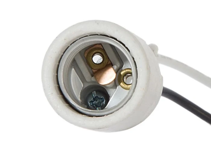 E-17 Base Keyless Unglazed Porcelain Socket with Wire Leads (47772) - Image 2