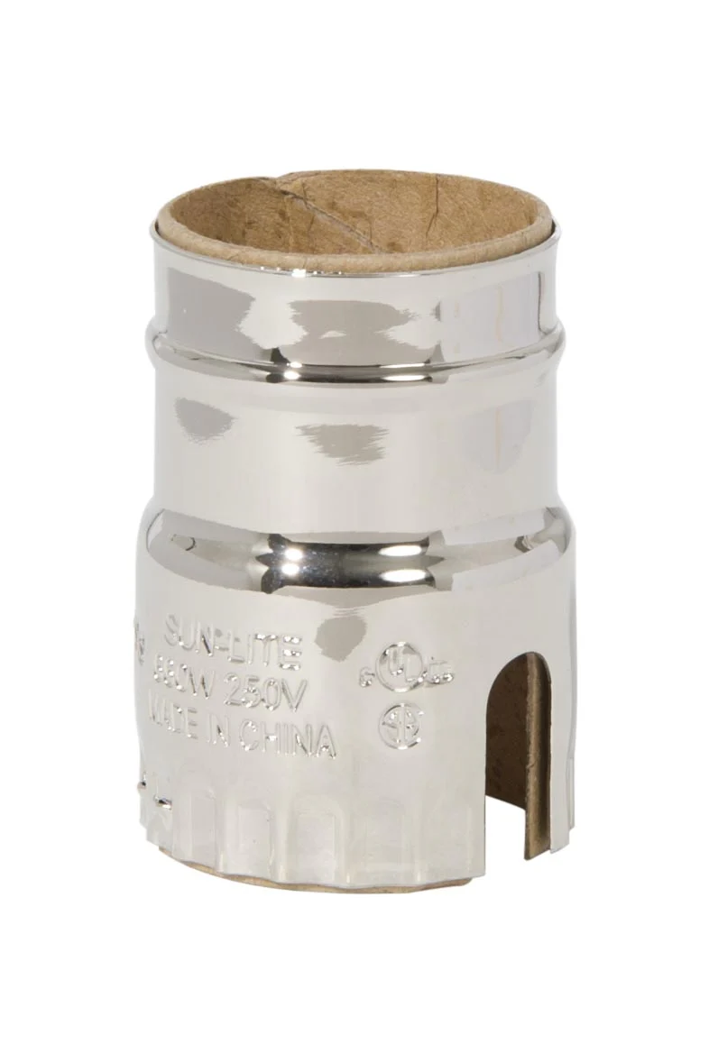 Nickel Finish E-26 2-Slot Brass Socket Shell (40309Ni)