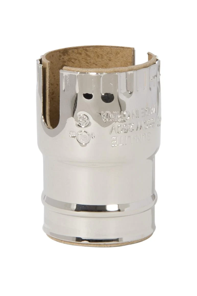 Nickel Finish E-26 2-Slot Brass Socket Shell (40309Ni) - Image 2