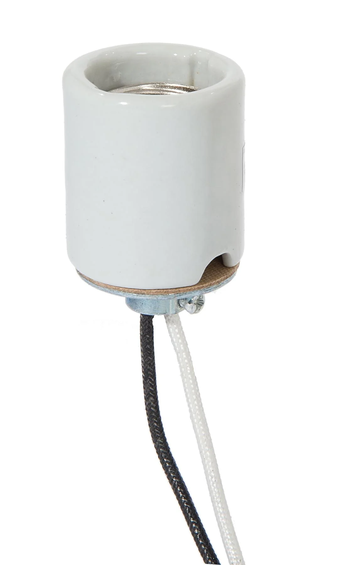 E-26 Base Keyless Glazed Porcelain Socket with Wire Leads and Hickey (47751)