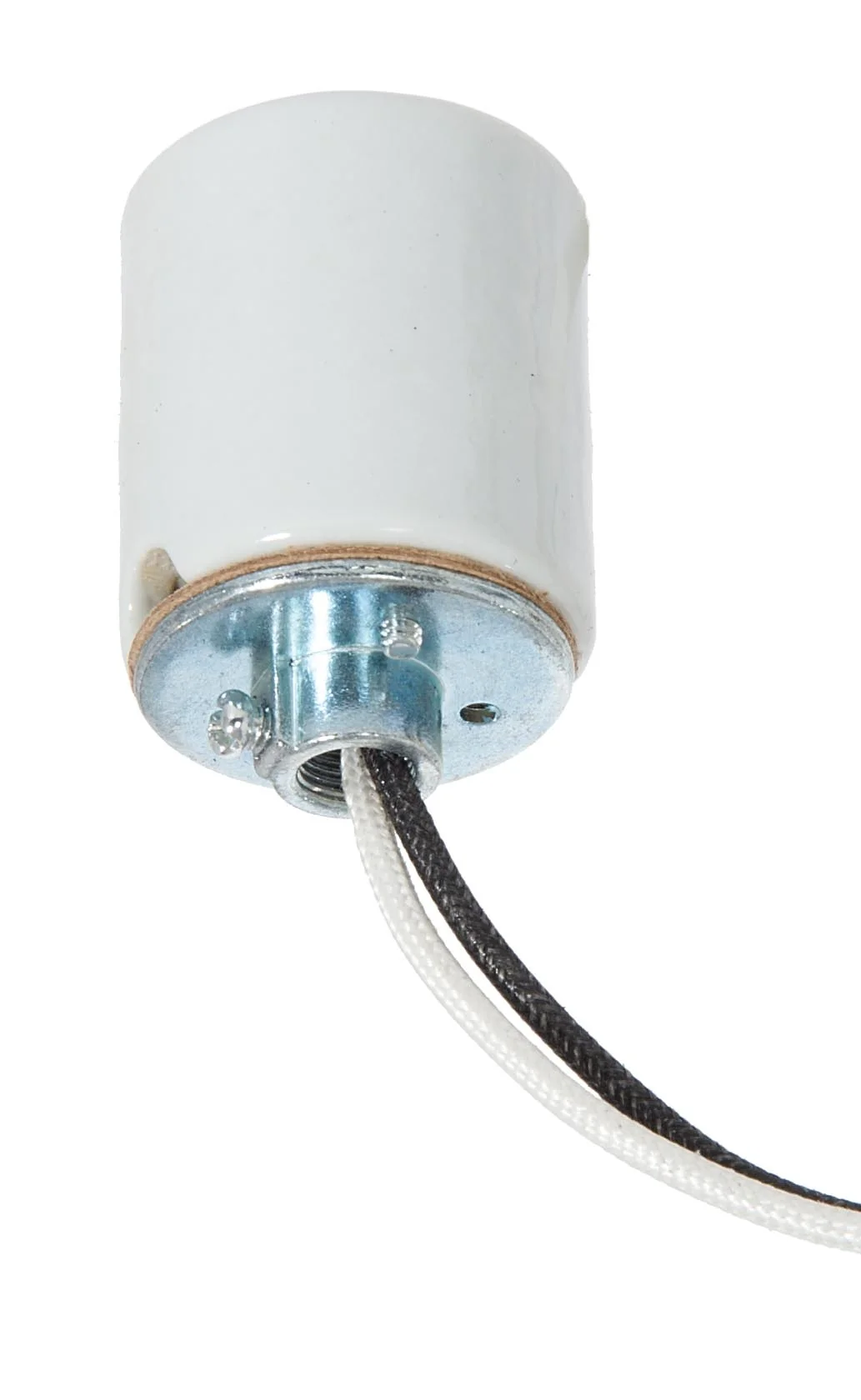 E-26 Base Keyless Glazed Porcelain Socket with Wire Leads and Hickey (47751) - Image 2