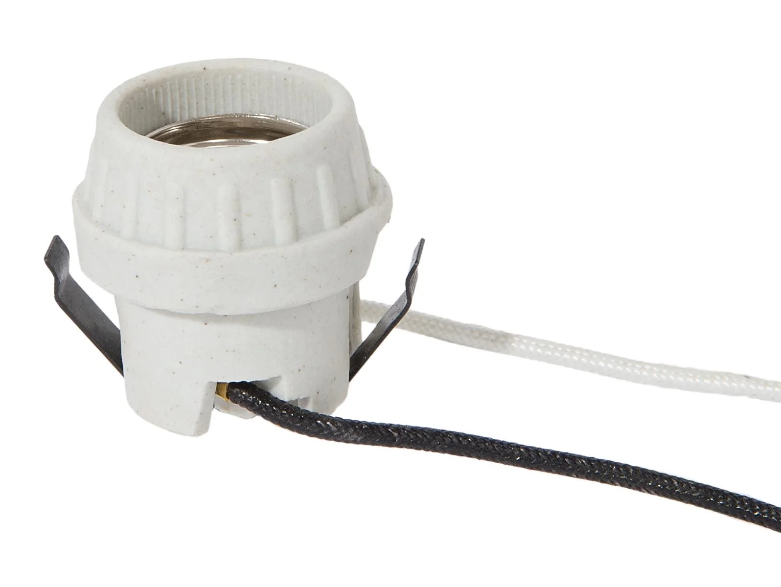 1-3/4" Tall E-26 Base Keyless Unglazed Porcelain Snap-In Socket, 9.5" Leads (47744)