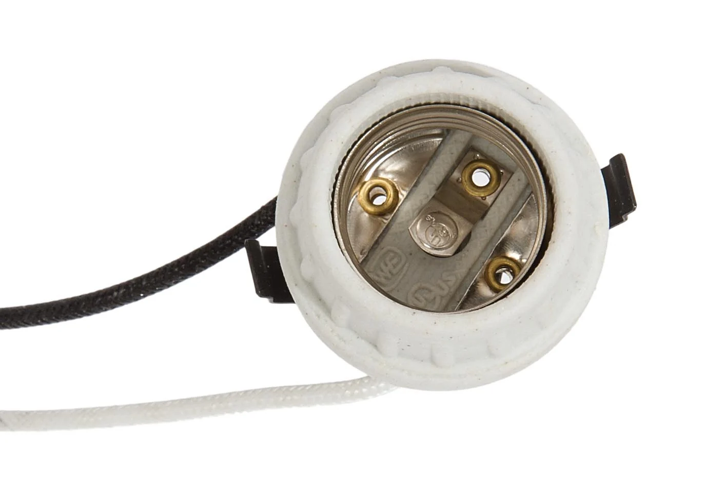 1-3/4" Tall E-26 Base Keyless Unglazed Porcelain Snap-In Socket, 9.5" Leads (47744) - Image 2