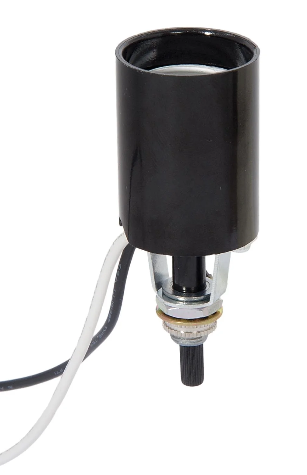 E-26 Base Phenolic Socket with Bottom Turn Knob, Wire Leads (47747)