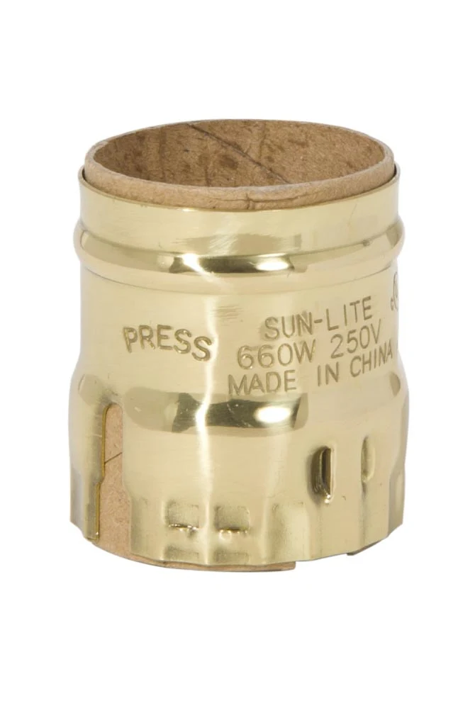 Polished and Lacquered Brass E-26 Electrolier Short Key-Less Socket Shell (40313i)