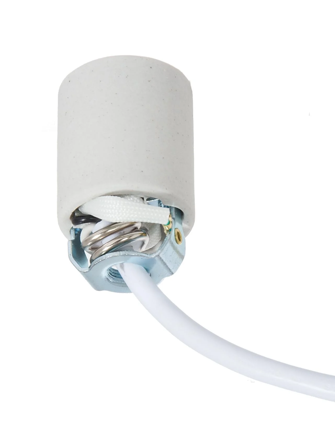 E-26 Keyless Unglazed Porcelain Socket, U-Bracket Hickey with Strain Relief (47753W) - Image 2