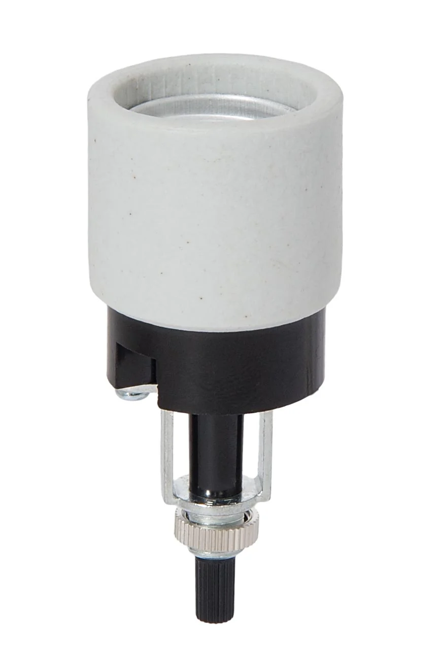 E-26 Phenolic Unglazed Porcelain Shell Socket with Bottom Turn Knob & Nipple (47651)