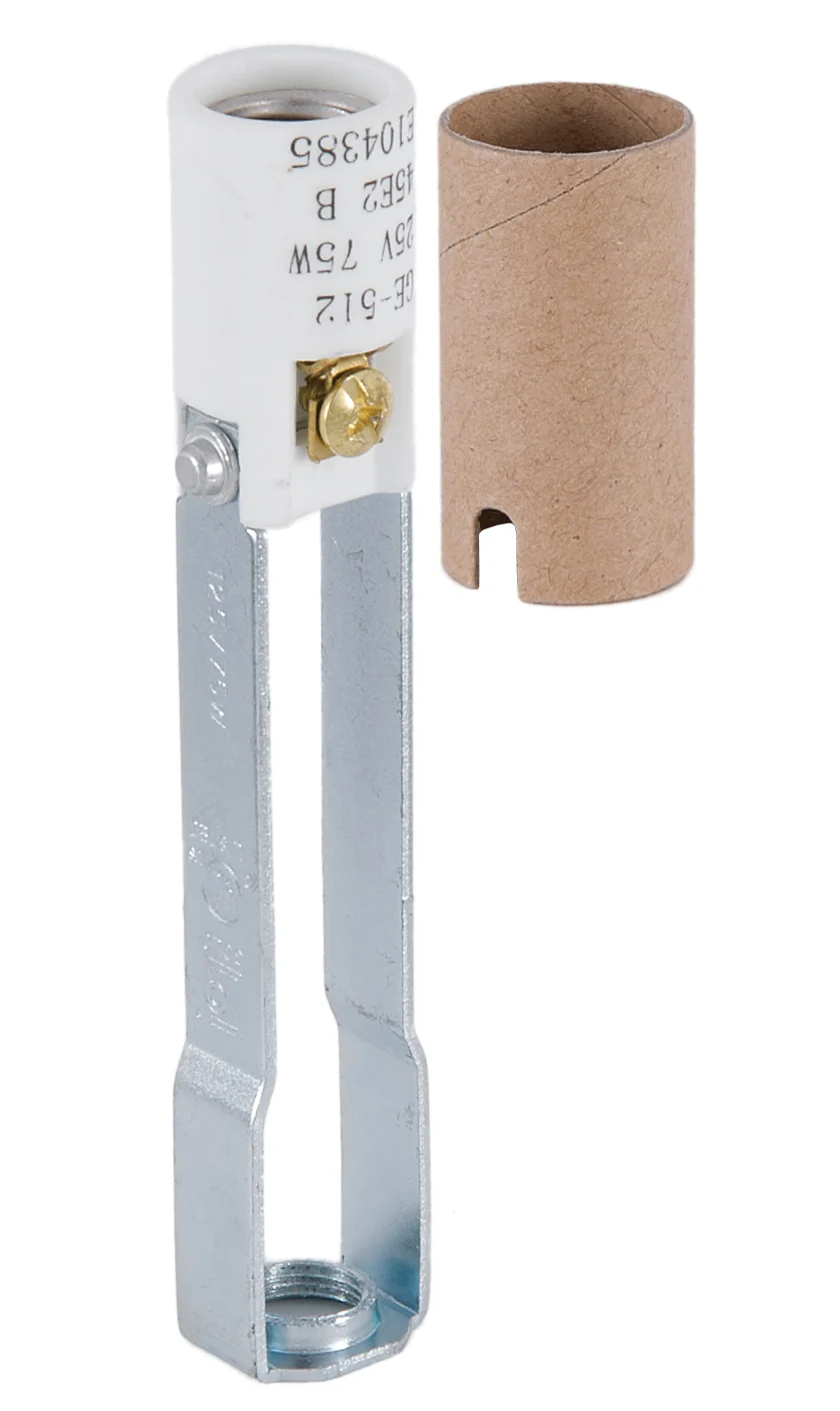 E12, High Heat, Keyless Porcelain Candelabra Socket, With 1/8F Base, 4" Height (47632)