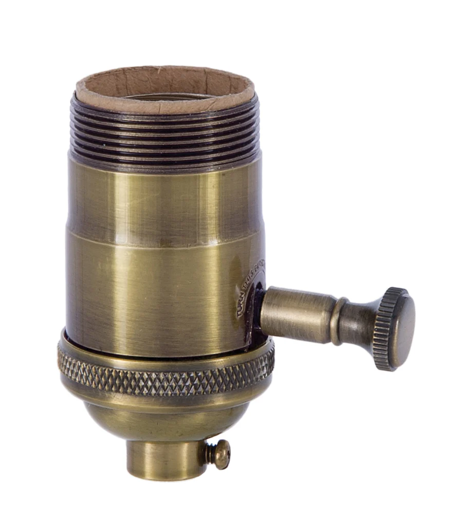 Full Dimmer, Turned Brass Premium Light Socket w/UNO Thread, Antique Brass Finish (47660A)