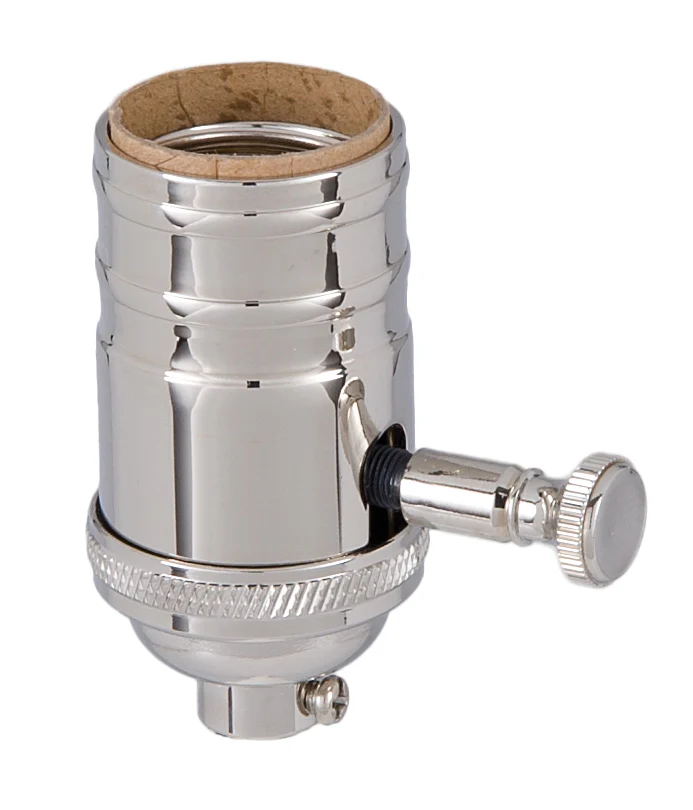 Full Dimmer, Turned Brass Premium Light Socket, Brass, Nickel Plated (47661N)