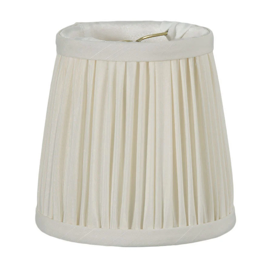 Eggshell Shantung Silk Shirred Pleat Mini Deep Drum Shade (00733)