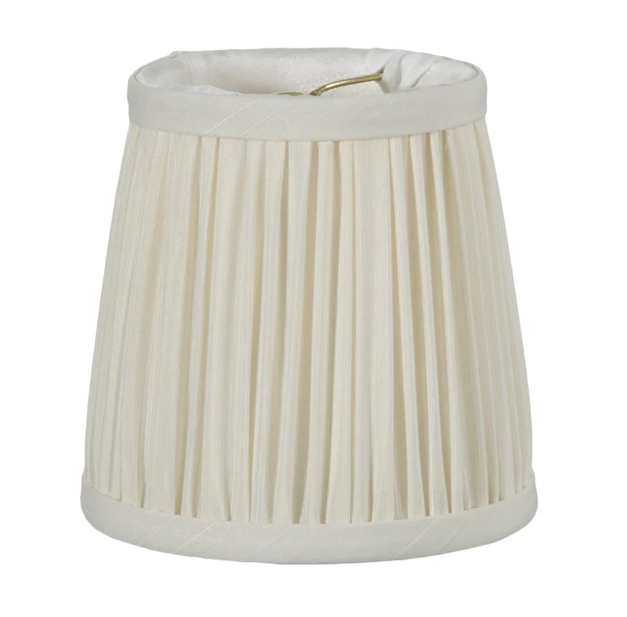 Eggshell Shantung Silk Shirred Pleat Mini Deep Drum Shade (00733E)