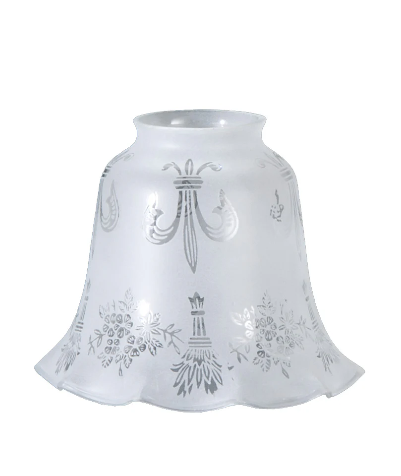 4-1/2 inch tall Fleur-de-lis Etched Fixture Shade, 2-1/4 inch fitter (08449) - Image 2