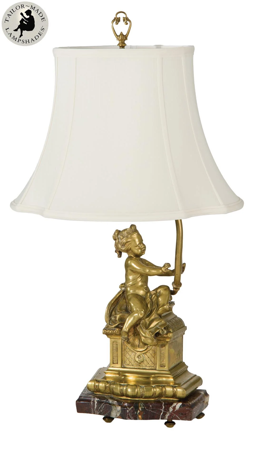 French Oval Lamp Shades - Off White Tissue Shantung Material (07288W) - Image 4