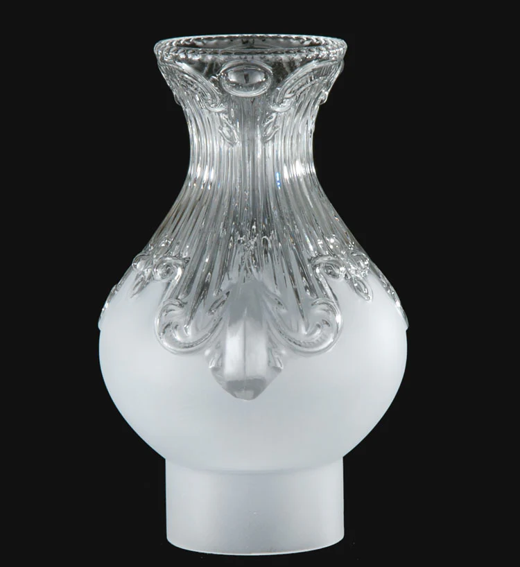 3" Fitter, 8-1/2" Tall Frosted & Clear, Embossed Glass Chimney (57996)