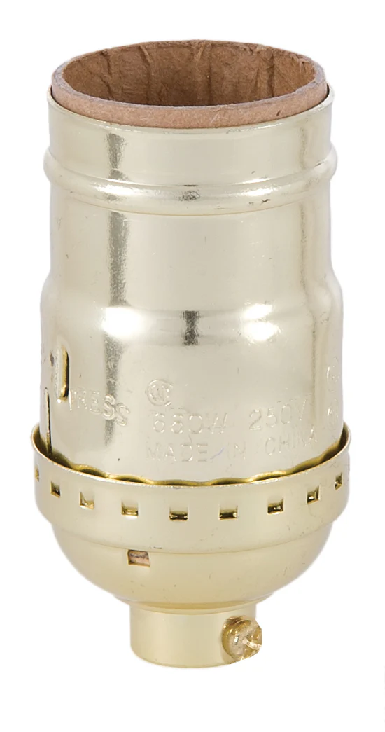 Full Keyless medium base E26 socket, Brite Gilt finish, NO UNO, with set screw (47642)