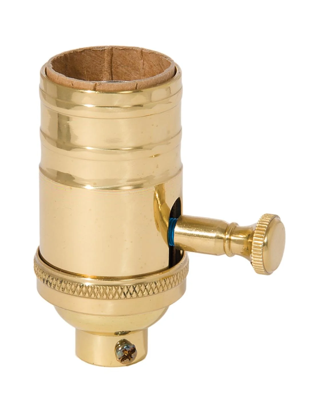 Full Range Brass Dimmer Socket, No UNO Threads, Polished and Lacquered (47662)