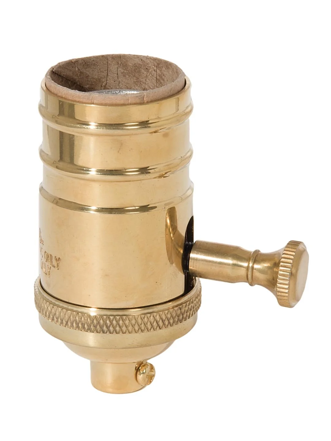 Full Range Brass Dimmer Socket, No UNO Threads, Removable Turn Knob, Polished (47661U)