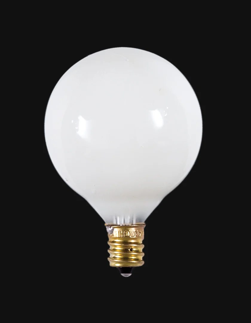 G-16.5, 2" Vanity Globe Bulb, Candelabra Base (E12), Choice of Clear or White (47066)