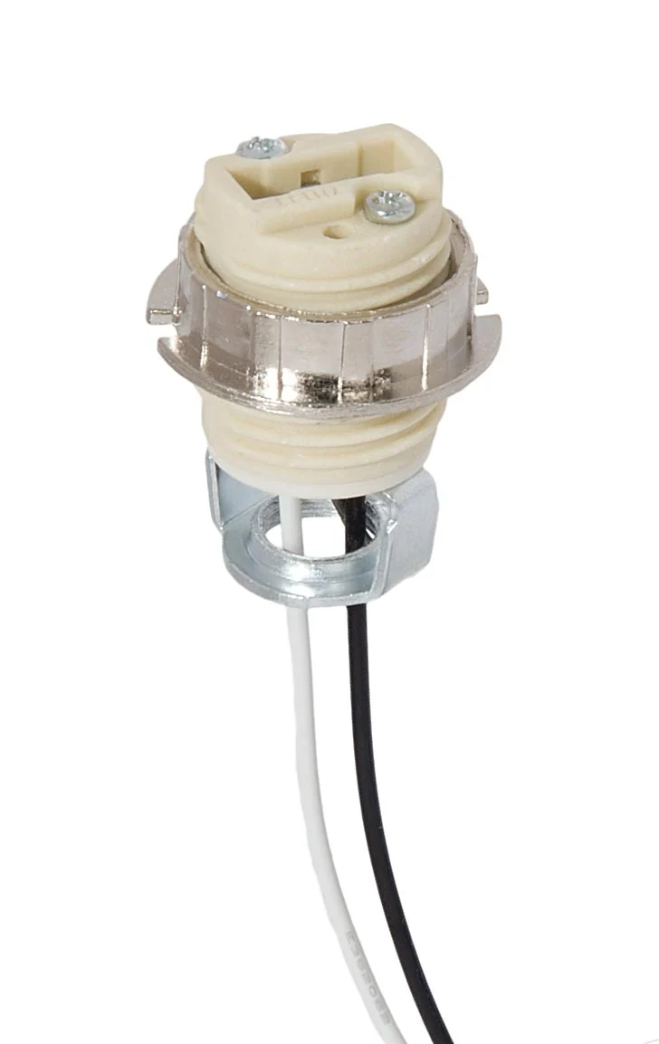 G9 External Threaded Porcelain Socket With Ring, 72" Wires, 3/4" Dia. (47734)