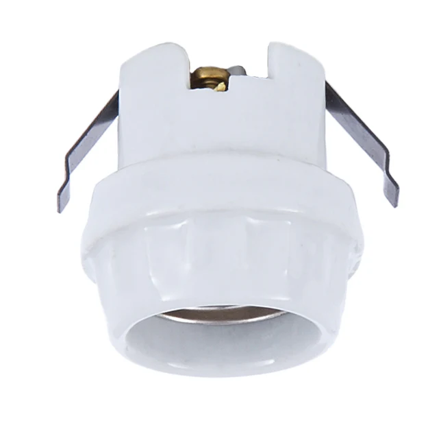 Glazed Porcelain U-Clip Snap-In Medium Base Socket with Double Clip, Mounts in 1 17/32" Diameter Hole (47710)