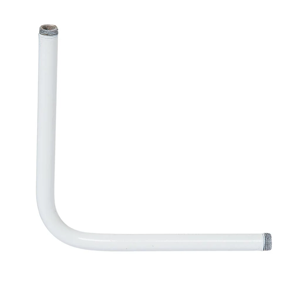 Glossy White Finish Bent 90 Degree Steel Lamp Arm, 1/8M Threaded Both Ends, Choice of Size (12091W)