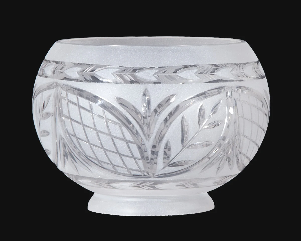 7-3/4 inch diameter Hand Engraved Victorian Gas Shade, 4 inch lip fitter (08537)