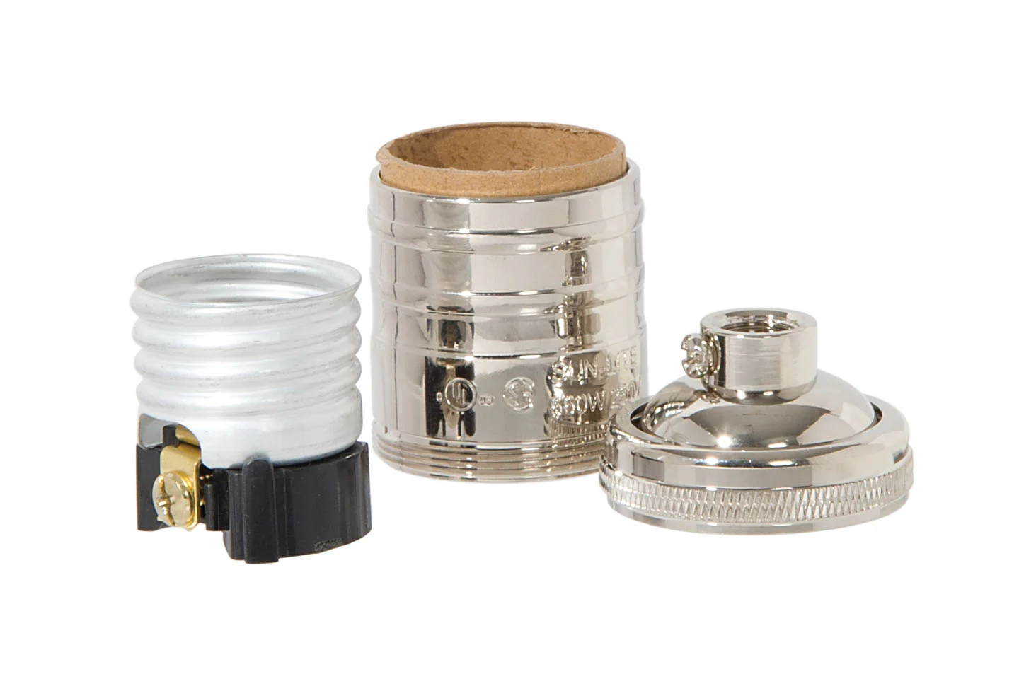 Nickel Plated Finish Heavy Turned Brass Keyless Sockets, No UNO Thread (48261N) - Image 2