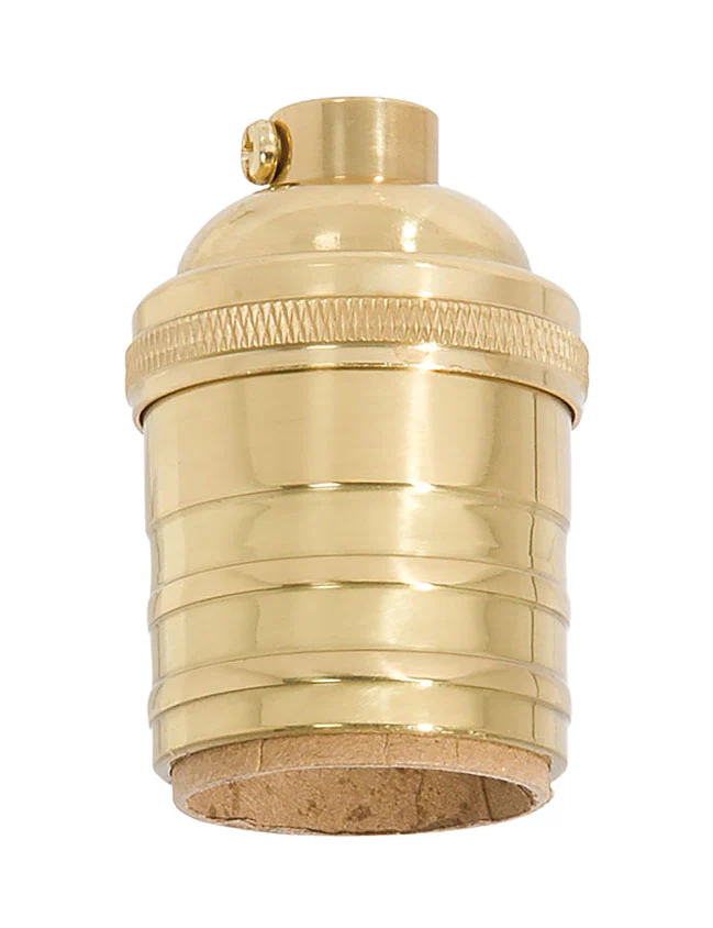 Polished & Lacquered Finish Heavy Turned Brass Keyless Sockets, No UNO Thread (48261)