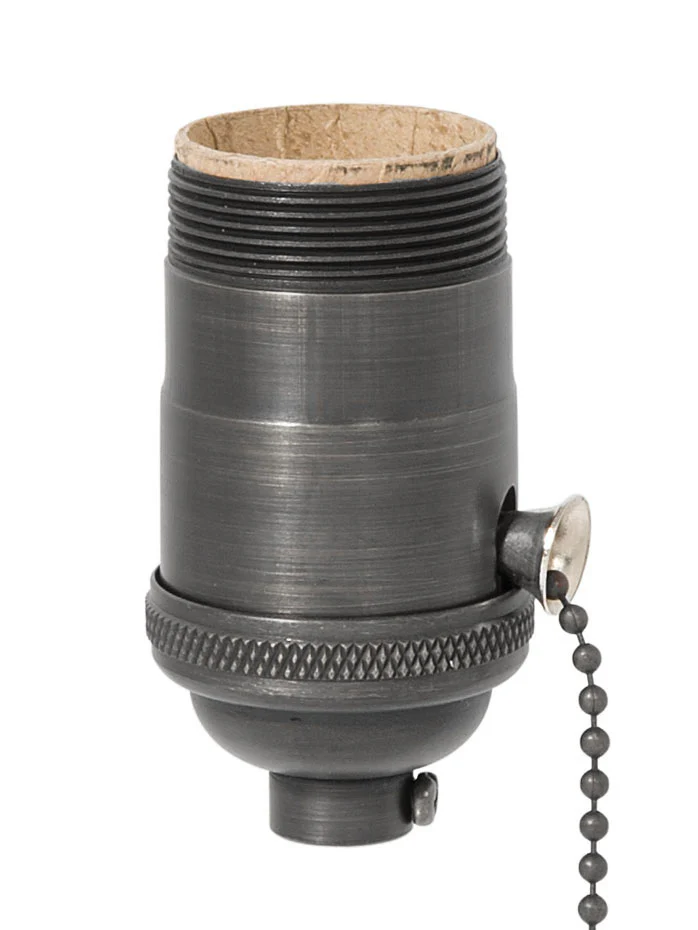 Heavy Turned Brass Socket with Antique BRONZE Finish, On/Off Pull Chain function, UNO Thread (48255B)