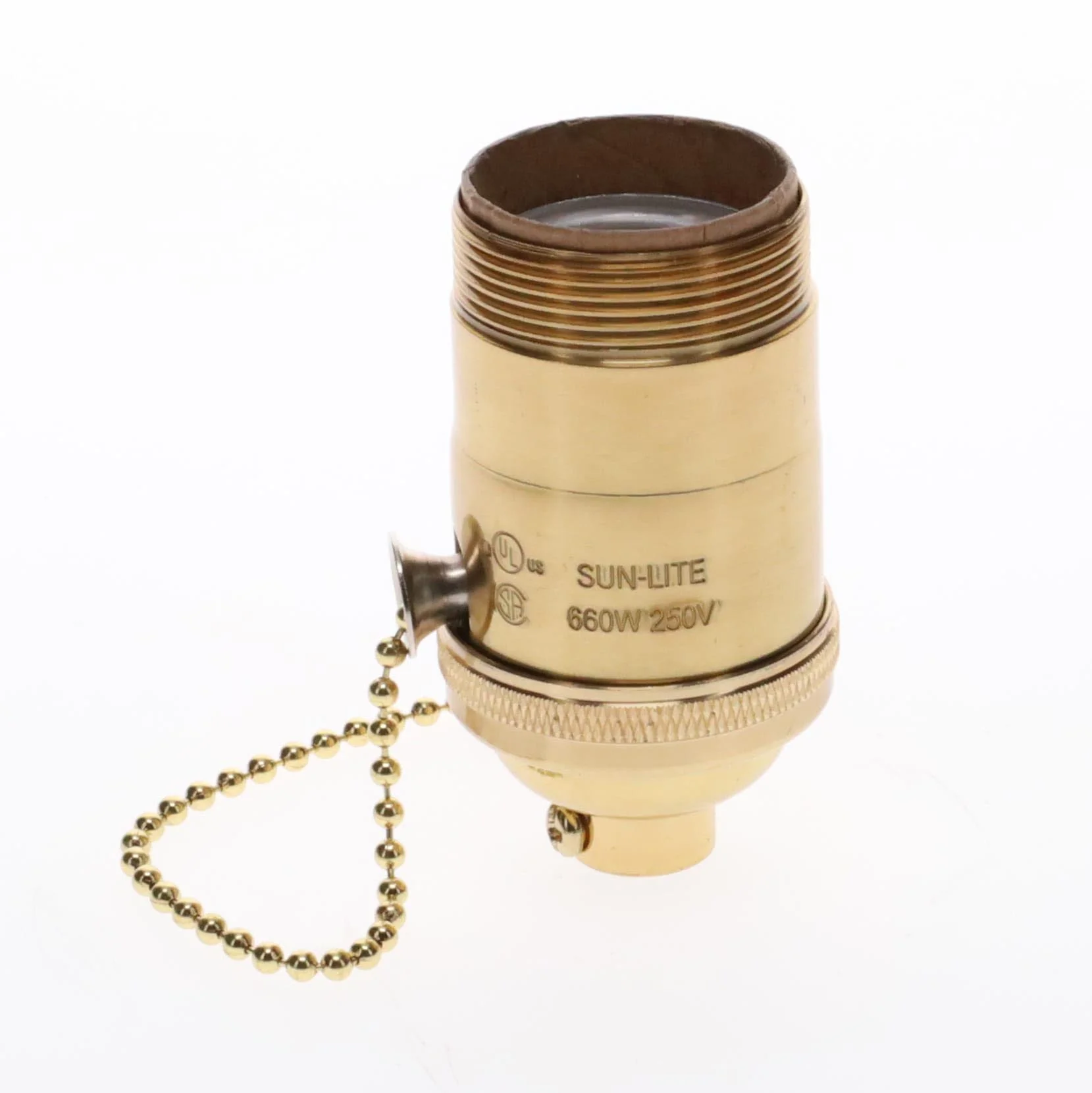 Heavy Turned Brass Socket with Polished & Lacquered Finish, On/Off Pull Chain function, UNO Thread (48255) - Image 5