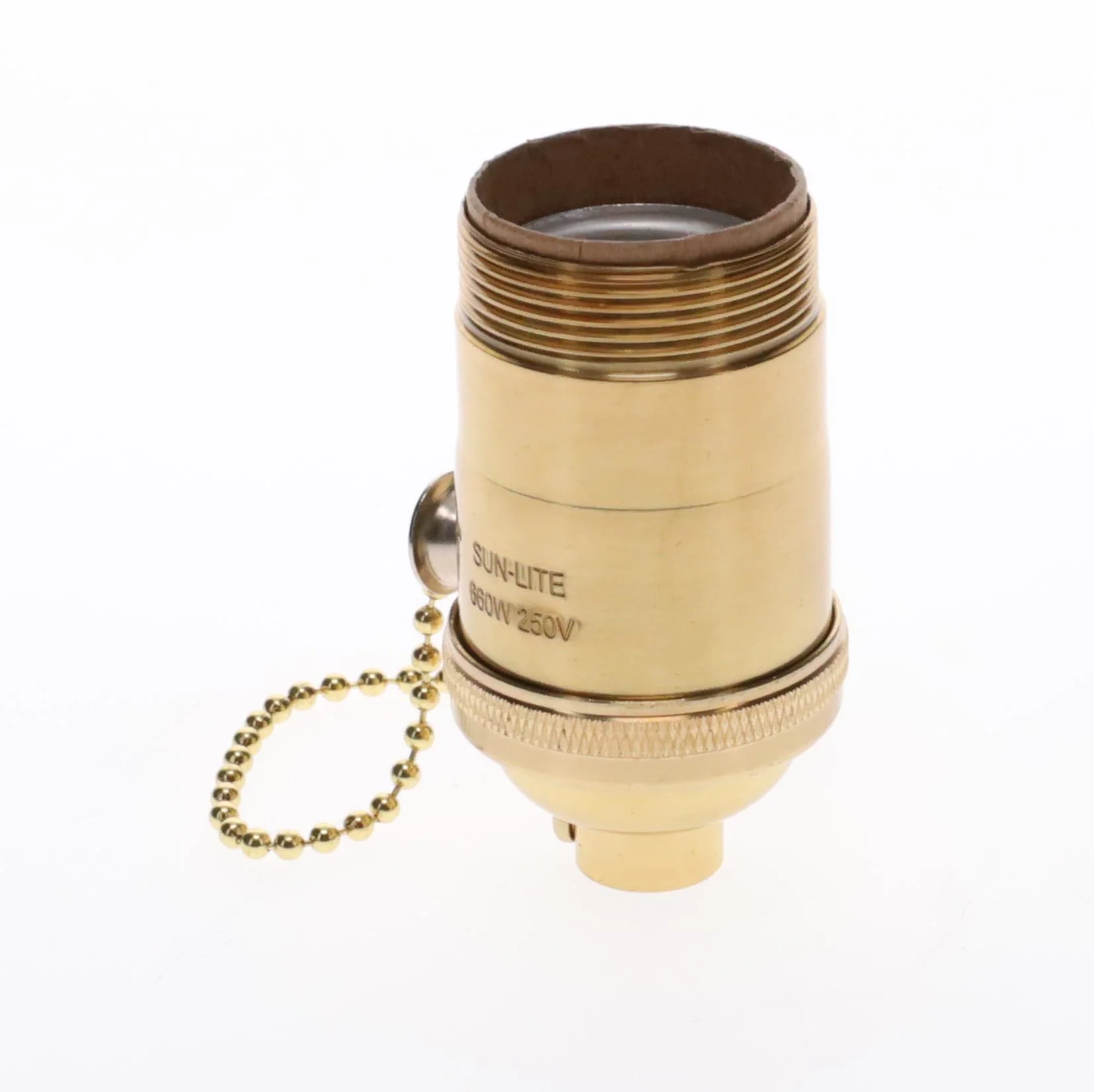 Heavy Turned Brass Socket with Polished & Lacquered Finish, On/Off Pull Chain function, UNO Thread (48255) - Image 6