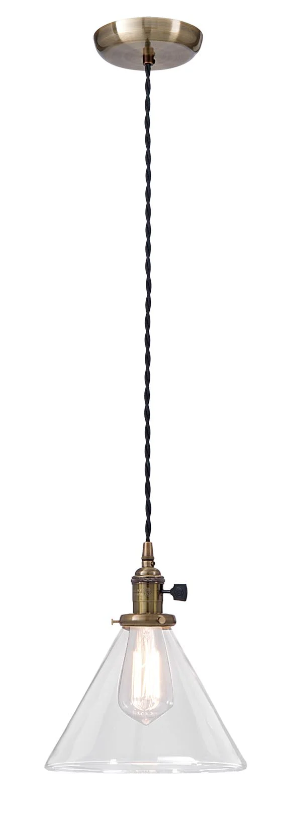 Industrial Pendant w/Antique Finish Hdwe. and Clear Glass Shade (69141AC)